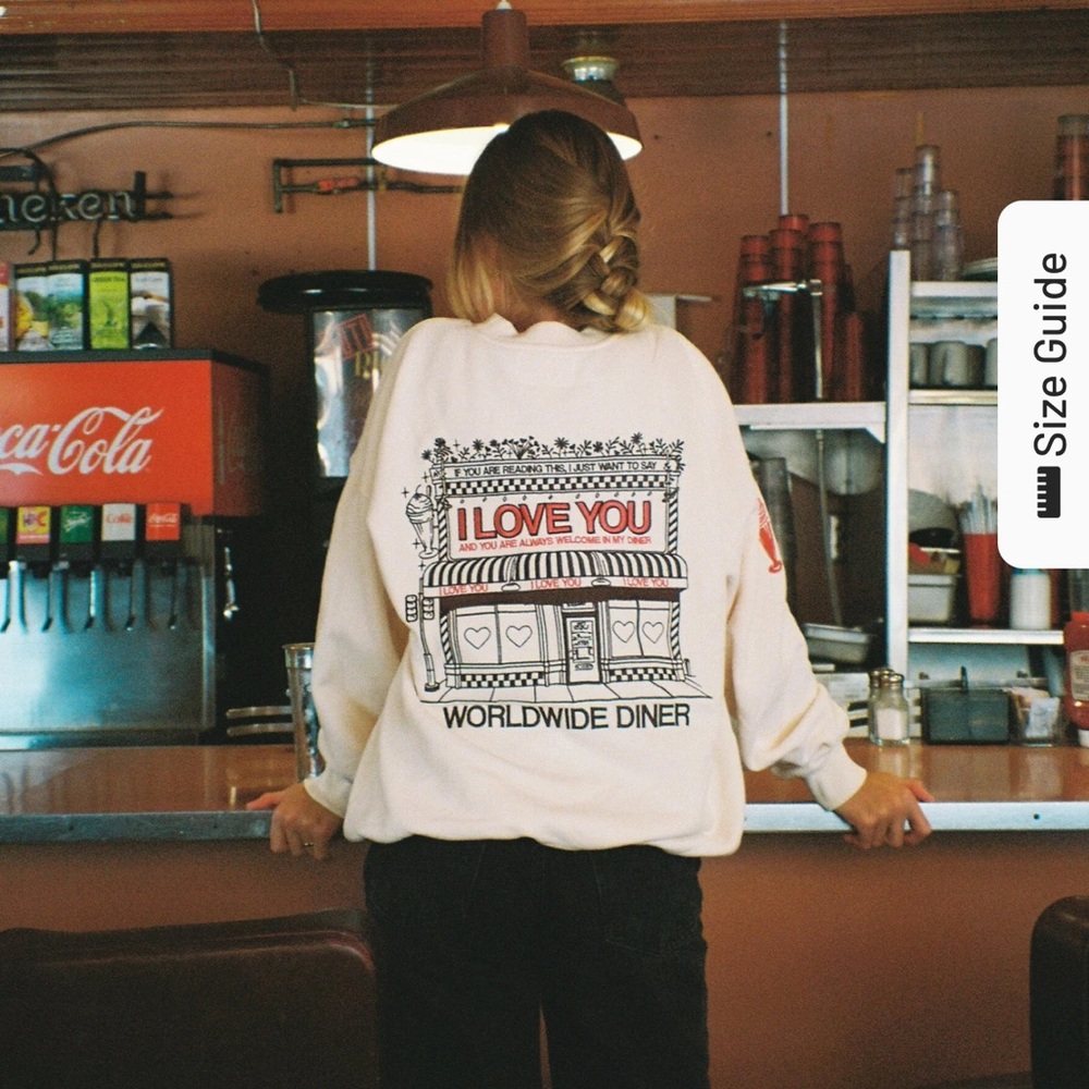 Worldwide Diner "I Love You" Graphic Sweatshirt - Cream